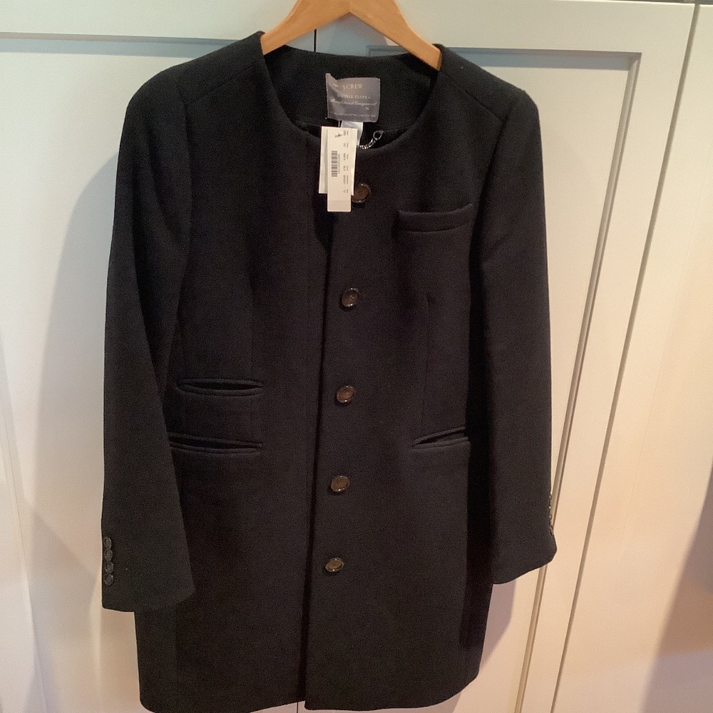 J crew collection black wool coat with tags